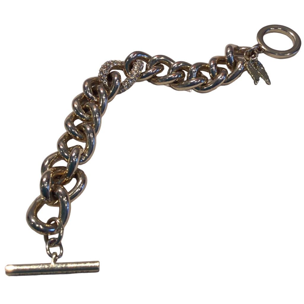 Victorias Secret Angel Gold Tone Rhinestone Chain Link Bracelet 15$